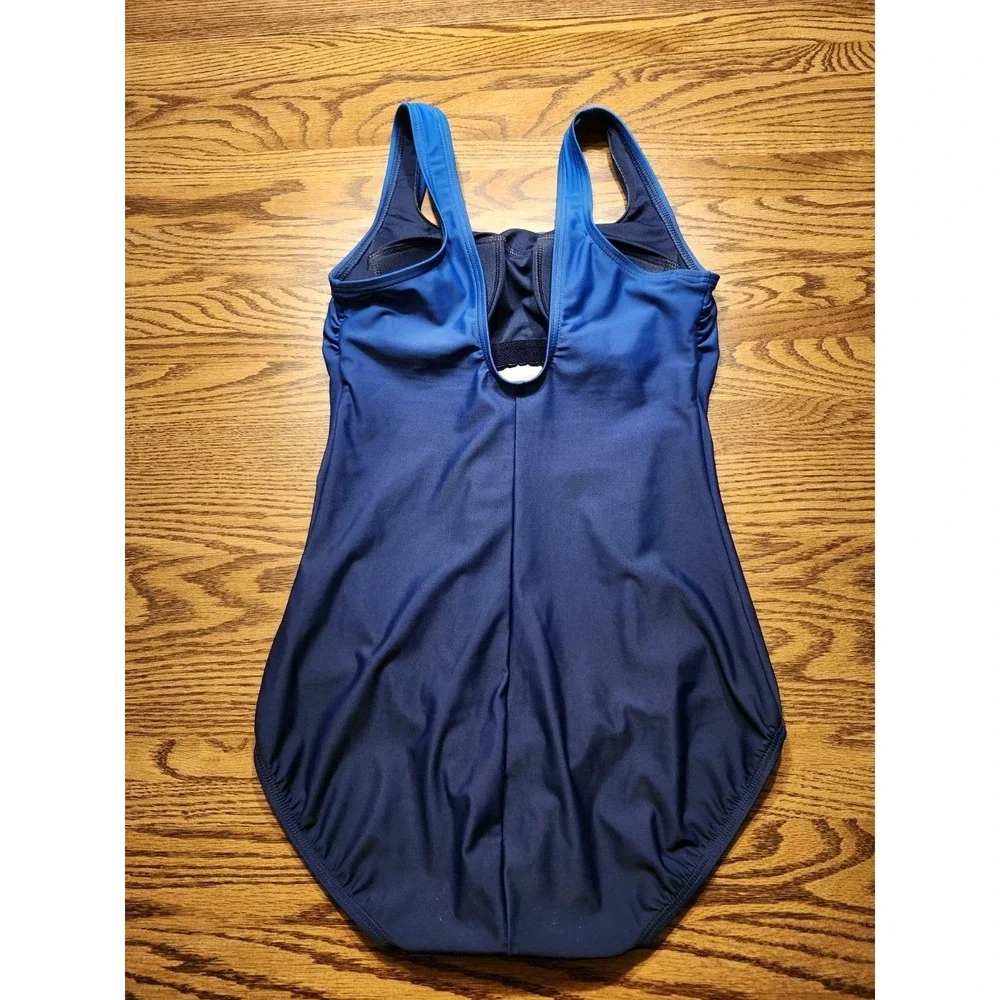 Lands' End One Piece Swimsuit Womens Ombre‎ Blue Scoop Neck Tugless Tank Size 4